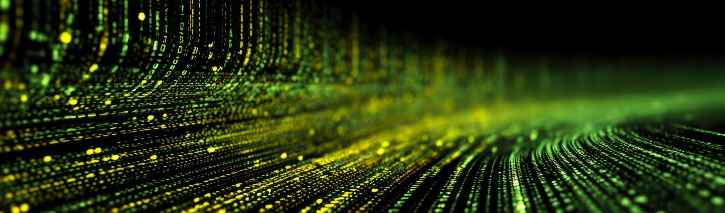 Streams of data converging along a path